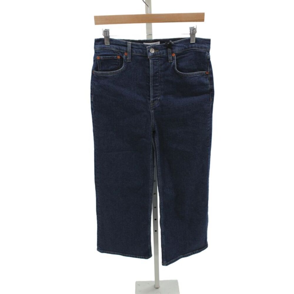 Redone Womens Cropped Mid Rise Blue Cotton Blend Jeans Size 28